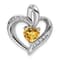 Rhodium Over 14k White Gold Citrine and Diamond Heart Pendant