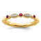 14K Yellow Gold Stackable Expressions Lab Created Ruby and Diamond Ring 0.096ctw