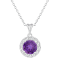 7mm Round Amethyst and White Topaz Accent Rhodium Over Sterling Silver
Halo Pendant w/Chain