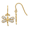 14k Yellow Gold and Rhodium Over 14k Yellow Gold Diamond-Cut Dragonfly
Dangle Earrings