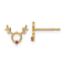 14K Yellow Gold Red Cubic Zirconia Reindeer Post Earrings