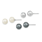 Rhodium Over Sterling Silver 8-9mm White/Black Imitation Shell Pearl
Post 3 Earring Set