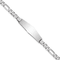 Rhodium Over 14k White Gold Figaro Link Soft Diamond Shape ID Bracelet