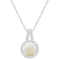 7mm Round Opal 1/7 ctw Diamond Rhodium Over Sterling Silver Halo Pendant
with Chain