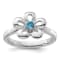 Sterling Silver Stackable Expressions Polished Flower Blue Topaz Ring 0.1ctw
