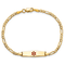 14k Yellow Gold Medical Soft Diamond Shape Red Enamel Figaro Link ID Bracelet