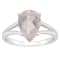12x8mm Pear Shape Rose Quartz Rhodium Over Sterling Silver Ring