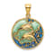 14k Yellow Gold Dolphins with Blue Enameled Pendant