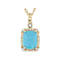 Turquoise With Yellow Diamond And White Zircon Pendant Necklace In 18K
Gold Over Sterling Silver