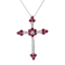 1.10ctw Ruby and Diamond Cross Pendant in 14k White Gold