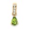 10k Yellow Gold 0.5 cttw Pear Peridot and Accent Diamond Pendant