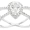 Pear And Round Moissanite Open Design Ring In White Metal