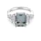 9x7mm Rectangular Octagonal Aquamarine and White CZ Rhodium Over
Sterling Silver Ring, 2.10ctw