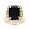 Black Spinel, Peridot And White Zircon Ring In 18K Gold Over Sterling
Silver 8.41ctw