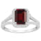 8x6mm Emerald Cut Garnet 1/4 ctw Diamond Rhodium Over Sterling Silver
Halo Ring