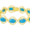 Turquoise Oval Station Bracelet In 18K Gold Over Sterling Silver 12x8mm