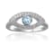 Blue Topaz with Moissanite Accents Rhodium Over Sterling Silver Evil Eye
Halo Ring