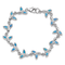 Rhodium Over Sterling Silver Lab Created Opal Whale Tail 7.75 Inch Bracelet