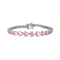 Pink Cubic Zirconia Heart Rhodium over Sterling Silver Tennis Bracelet