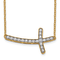 14K Yellow Gold Lab Grown Diamond VS/SI GH, Sideways Cross 18 Inch Necklace