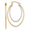 14k Two-tone 13/16" Oval Hoop Earrings