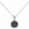 Multi-color Cubic Zirconia 14k White Gold Pendant With Chain 2.00ctw