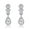 CZ Teardrop Halo Dangle Earrings In Sterling Silver