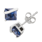 Square Lab Created Blue Sapphire Sterling Silver Stud Earrings 2.60ctw