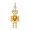 10k Yellow Gold Yellow Citrine Simulant November Birthstone and Clear
Cubic Zirconia Boy Charm