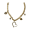 Gold Tone Crystal Heart Charm Necklace.