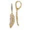 14k Yellow Gold and Rhodium Over 14k Yellow Gold Diamond Fancy Feather
Dangle Earrings