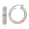Sterling Silver Polished and DIamond-cut Beaded Hoop Earrings