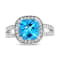 9mm Cushion Blue Topaz with Diamond Accents 14k White Gold Halo Split
Shank Ring 0.50ctw