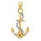 14k Two-tone Gold Polished Textured Anchor with Rope Pendant