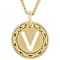 Cardano Initial V Pendant Necklace In 18K Gold Over Bronze