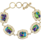 Multi-Color Blended Turquoise and Filigree Toggle Bracelet In 18K Gold
Over Sterling Silver