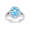 Paraiba Blue Apatite with Moissanite Accents Rhodium Over Sterling
Silver Halo Ring Blue Jewelry