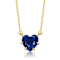 Sapphire Color CZ Heart-Shape Solitaire Necklace In 14K Gold Over Brass