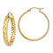 14k Yellow Gold Polished Diamond-Cut 1 3/16" In and Out Hoop Earrings