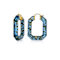 14K Yellow Gold Over Sterling Silver Acrylic Hoops in Blue with Glitter