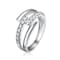 CZ Criss-Cross Bypass Ring In Sterling Silver