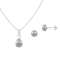 6.5-7mm Button/Drop Gray Freshwater Pearl Rhodium Over Sterling Earring
and Pendant W/Chain Set