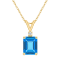 9x7mm Emerald Cut Blue Topaz with Diamond Accent 14k Yellow Gold Pendant
With Chain
