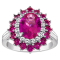 Sterling Silver Lab Created Pink Sapphire, Ruby and White Sapphire Ring 4.0ctw
