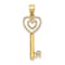 10K Yellow Gold Key with Heart Sweet 16 Charm