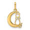14K Yellow Gold Childrens Cubic Zirconia Cat and Moon Pendant