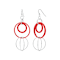 Rhodium Over Sterling Silver Acrylic Axis Drop Earrings in Red