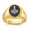 10K Yellow Gold Men's Grooved Onyx Blue Lodge Master Masonic Ring