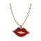 Red Lip with Crystal Pendant Necklace