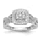 Rhodium Over 14K White Gold Lab Grown Diamond Cluster Engagement Ring 0.39ctw